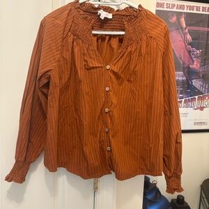 Elegant Rust Striped Blouse